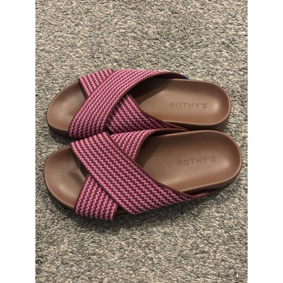 Rothy's The Weekend Slide Sandals Sangria Stripe Size 5.5 - Picture 3 of 7